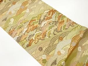 唐織松に荒波・桜模様織出し袋帯